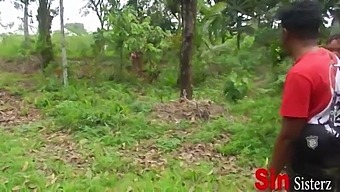 Two Brothers And Two African American Sisters Engage In Public Outdoor Sex