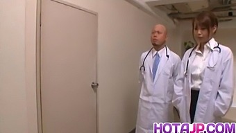 Arisa Ebihara Enjoys A Threesome With Doctors After Giving Them A Blowjob