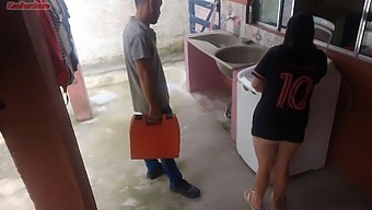 A Brazilian Housewife Offers Her Rear To A Repairman While Her Spouse Is Absent For Laundry Service